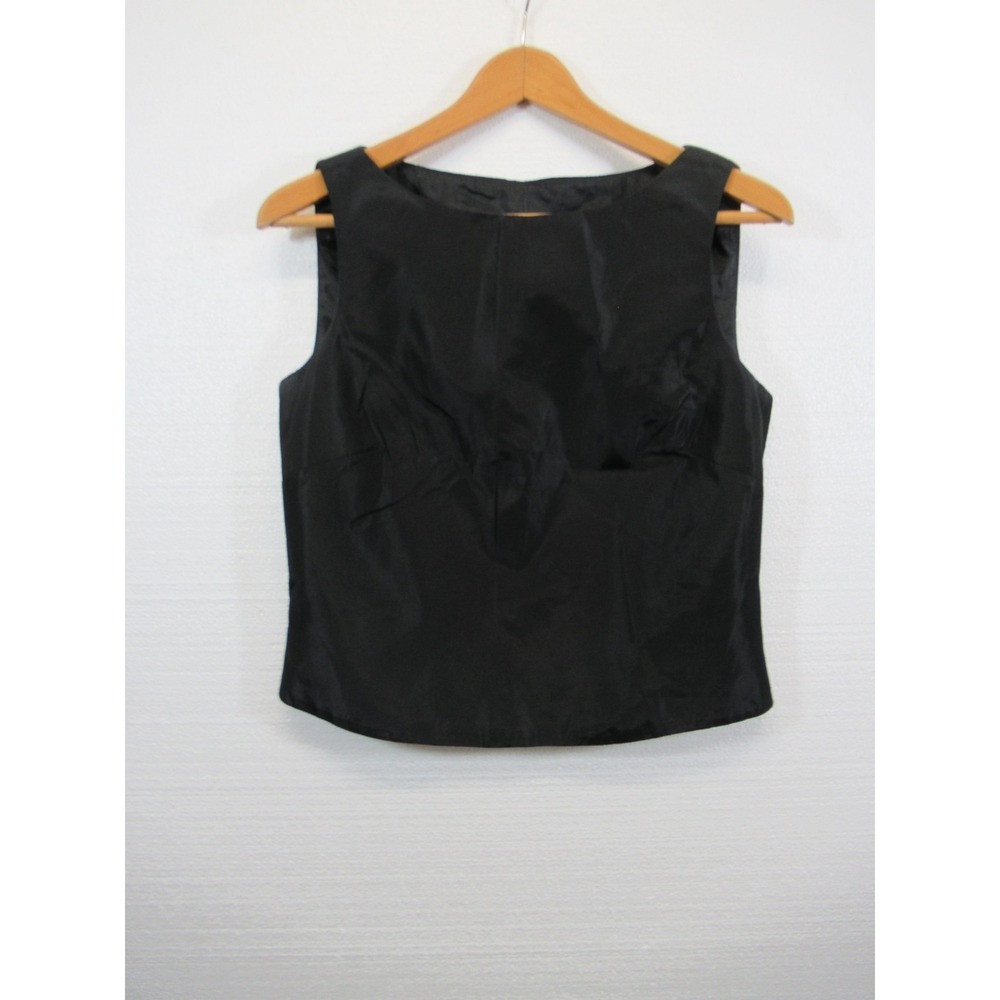 Vintage 90s JR Nites Caliendo Satin Sleeveless Top Women 10 Black Eveningwear